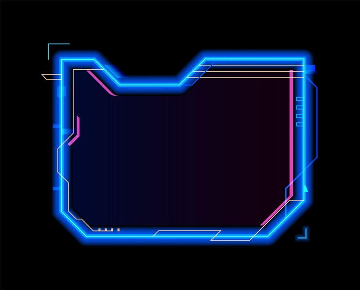 Vector neon game frame asset hud interface template