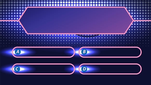 Neon Game Show-interface met vraagopties