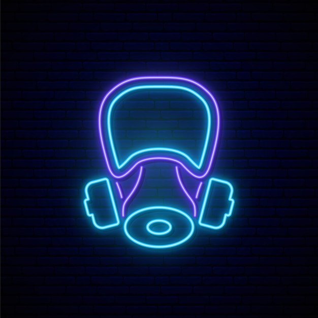 Vector neon gas mask sign.