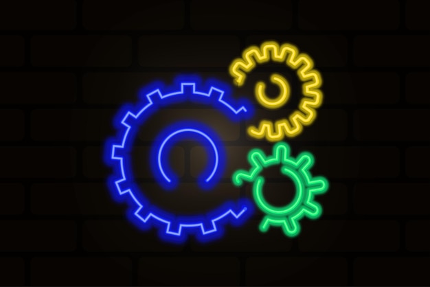 Vector neon gears. internet application. internet communication. vector illustration. stock image. eps 10.