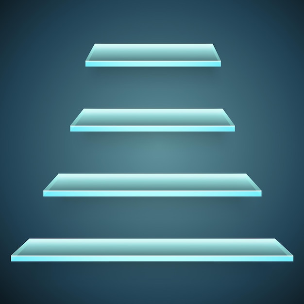 neon glass shelves vector illustration