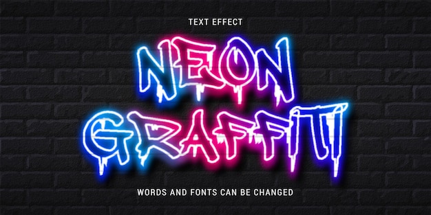 Neon gloeiend graffiti teksteffect bewerkbare eps cc