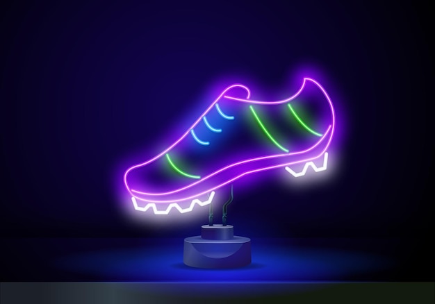 Vector neon gloeiend icoon van sport sneaker geïsoleerd op donkere achtergrond sport girly mode schoen concept vector 10 eps illustratie