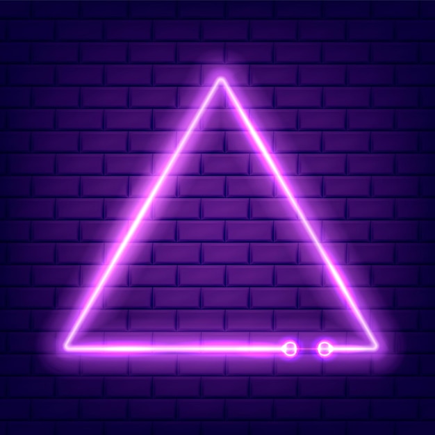 Neon gloeiende driehoek op donkere geïsoleerde vectorillustratie