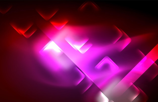 Neon gloeiende techno lijnen hitech futuristische abstracte achtergrond sjabloon met vierkante vormen