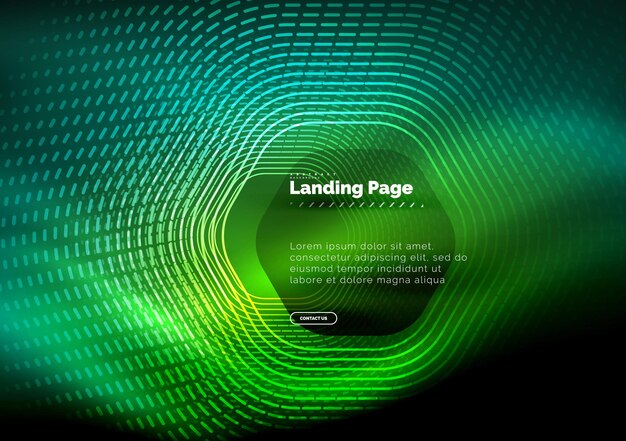 Neon gloeiende techno zeshoekige vormen lijnen hitech futuristische abstracte achtergrond landing page template