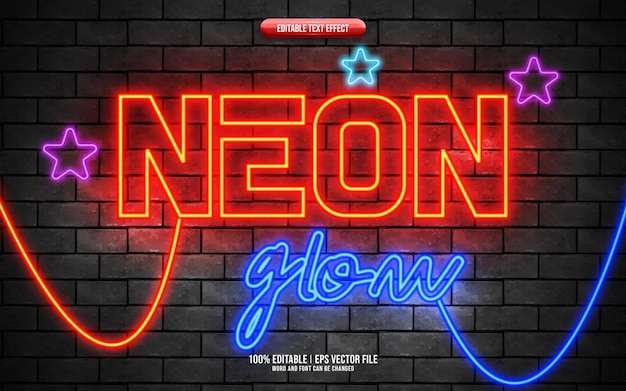 neon glow 3d editable text effect
