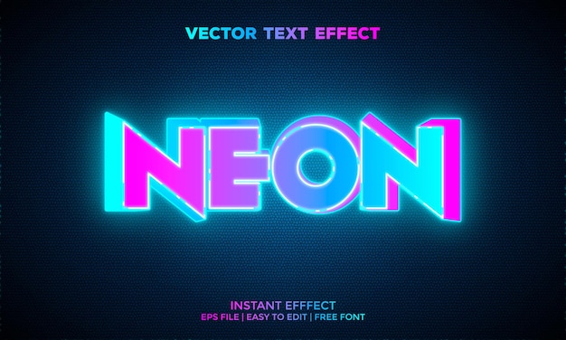 Vector neon glow in 3d effect, text editable