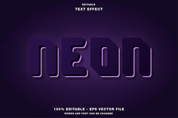 Vector neon glow 3d text effect