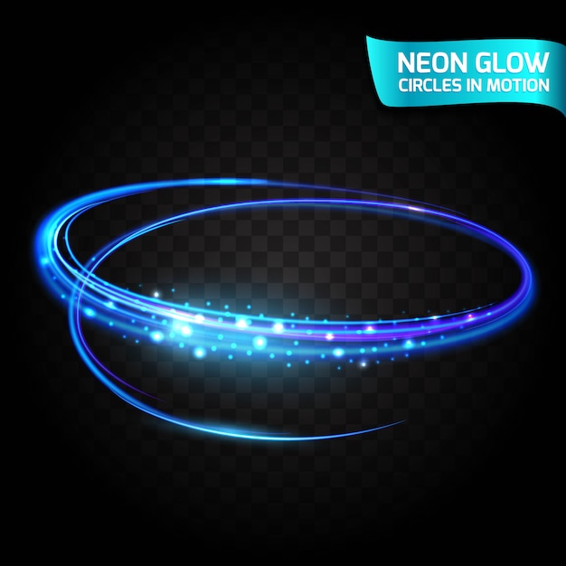 Neon Glow cirkels in beweging wazig randen, heldere gloed schittering, magische gloed, kleurrijk ontwerp vakantie. Abstracte gloeiende ringen langzame sluitertijd van het effect. Abstracte lichten in een cirkelvormige beweging