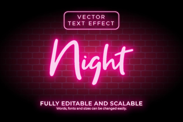 Vector neon glow text effect editable