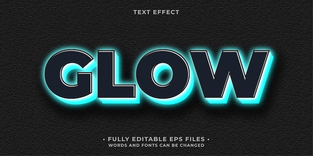 Neon glowing blue and black text effect editable eps cc