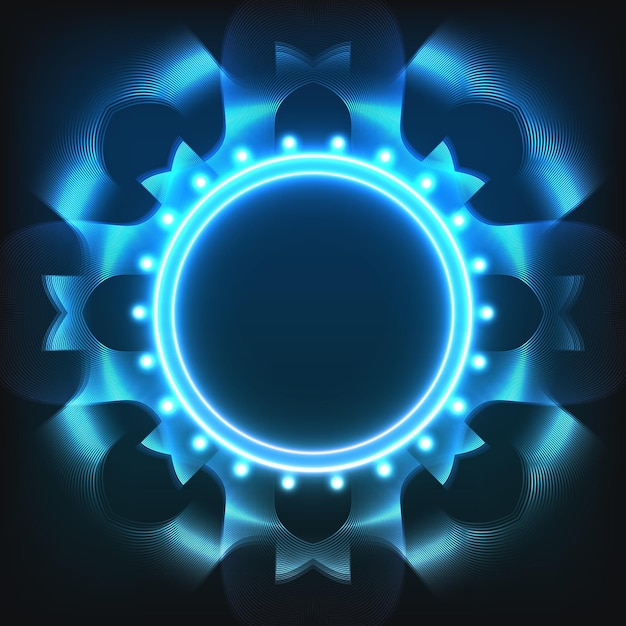 Neon glowing circle on abstract background