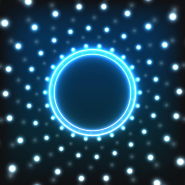 Neon glowing circle on abstract background