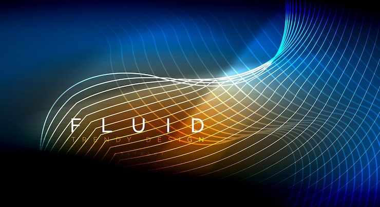 Vector neon glowing fluid wave lines magic energy space light concept abstract background wallpaper design ripple texture illustration