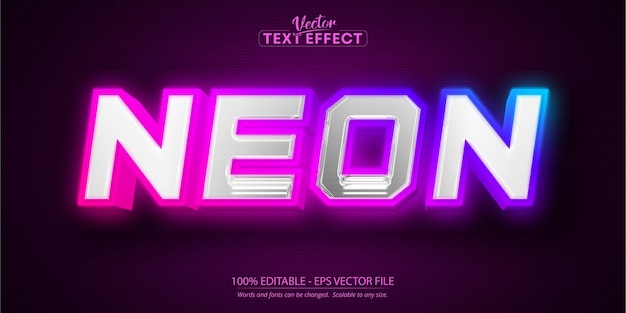 Neon glowing text effect editable neon light text style