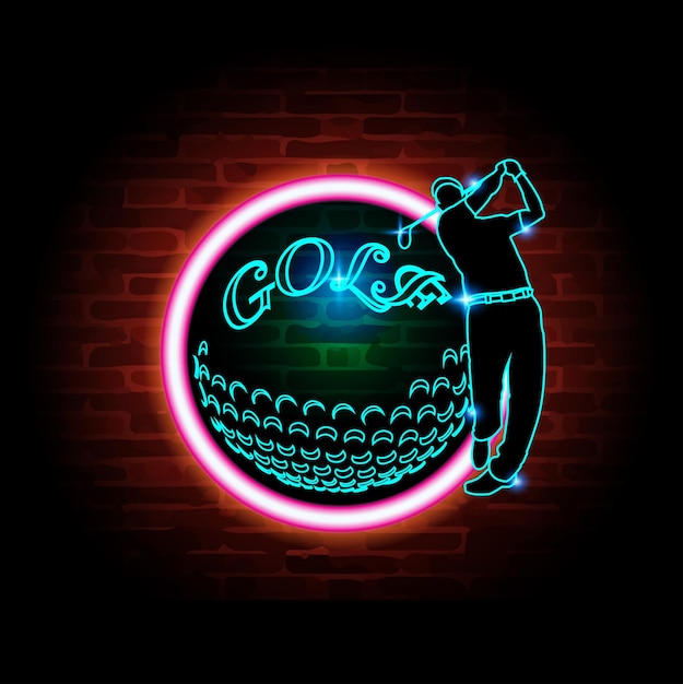 Vector neon golf on the wall