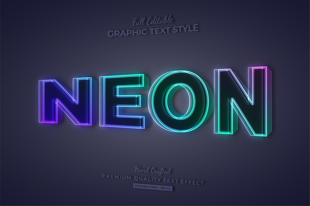 Неоновый градиент 3d редактируемый текстовый стиль шрифта с эффектом