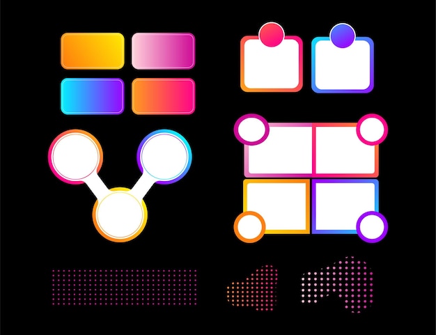 Neon gradient chart infographic element collection for reports and presentations