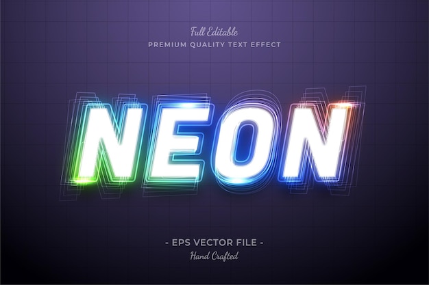 Vector neon gradient editable premium text effect font style