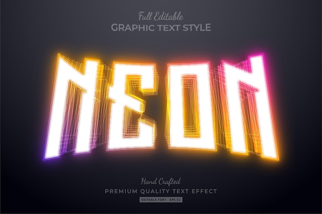 Vector neon gradient editable text effect font style