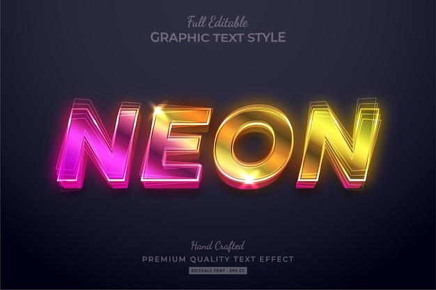 Neon gradient editable text effect font style