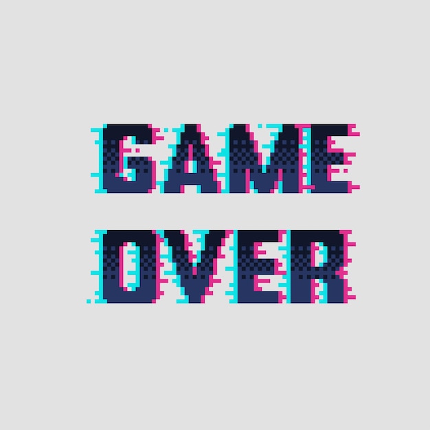 ピクセル アート スタイルのネオン グラデーション ゲーム オーバー テキスト