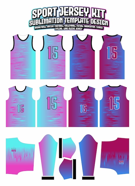 Neon gradient jersey design sportswear pattern template