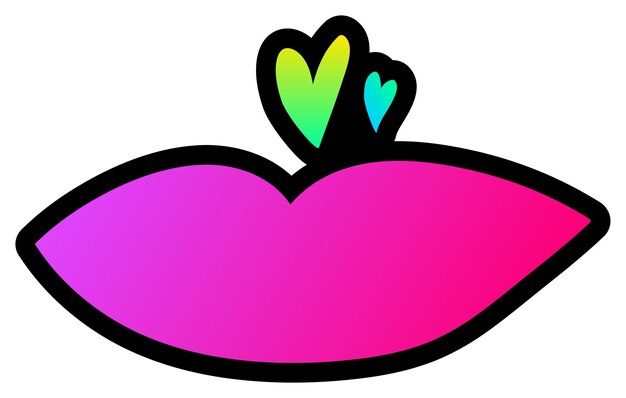 Neon Gradient Lips Night Fluorescent Sticker