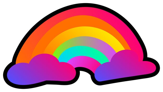 Vector neon gradient rainbow night fluorescent sticker