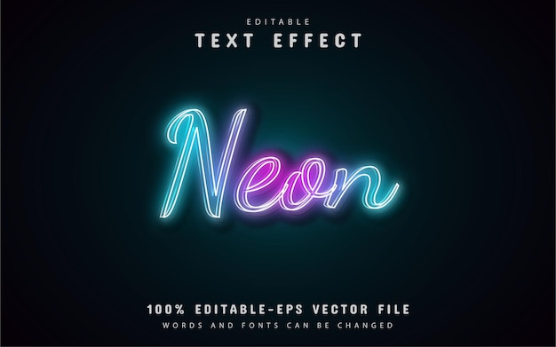 Vettore effetti di testo sfumati al neon