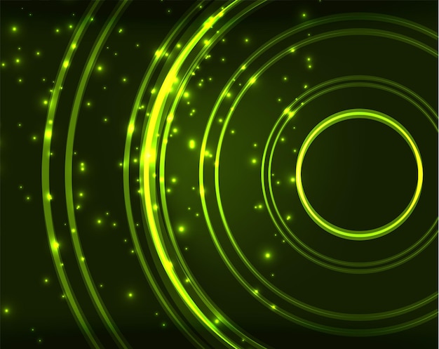 Neon green circles vector abstract pattern background