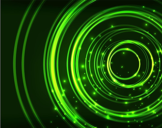 Neon green circles vector abstract pattern background