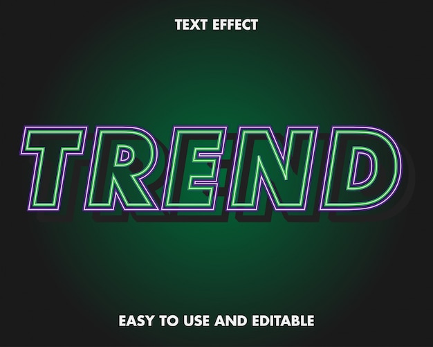 Effetto testo di tendenza verde neon facile da usare e modificabile.