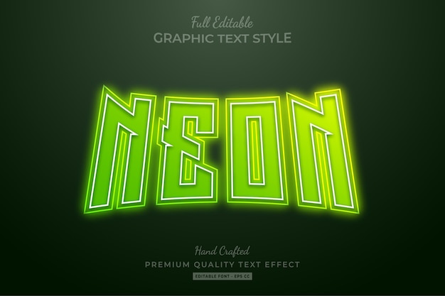 Neon groen bewerkbaar premium teksteffect