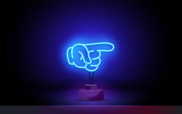 Vector neon hand gesture icons one finger to the right indicates the direction to the right direction logo ...