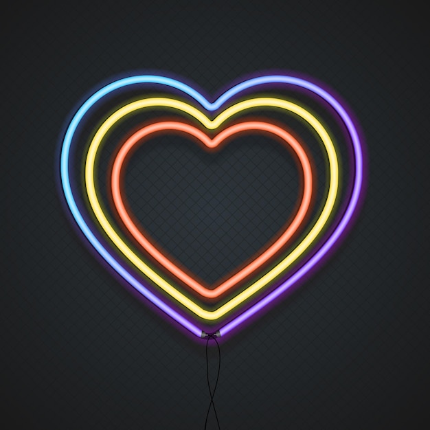 Neon hart een symbool van liefde vectorillustratie