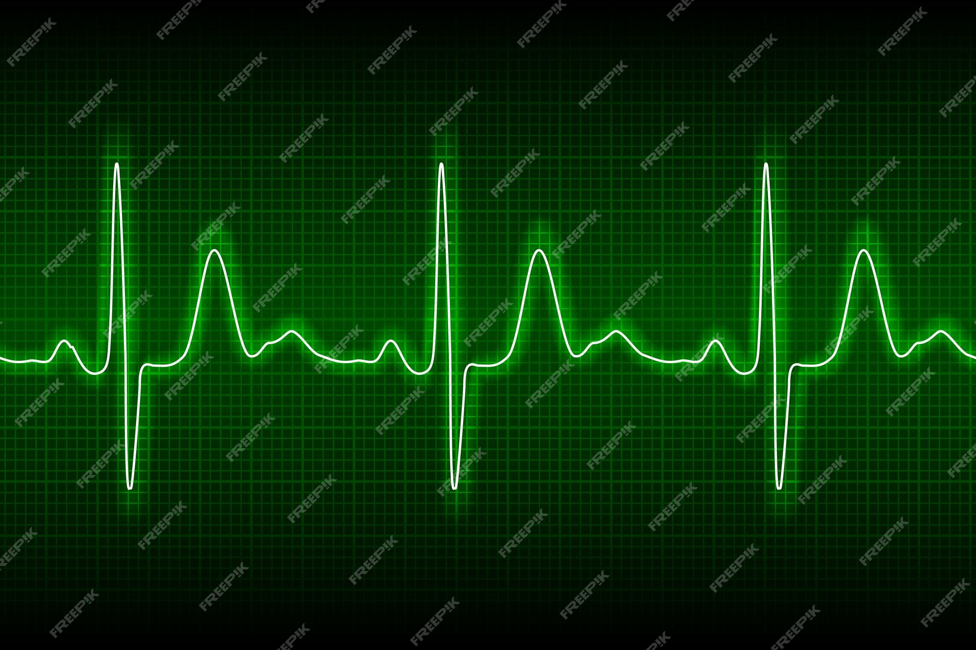 Premium Vector | Neon heart beat ecg or ekg seamless line on green  background