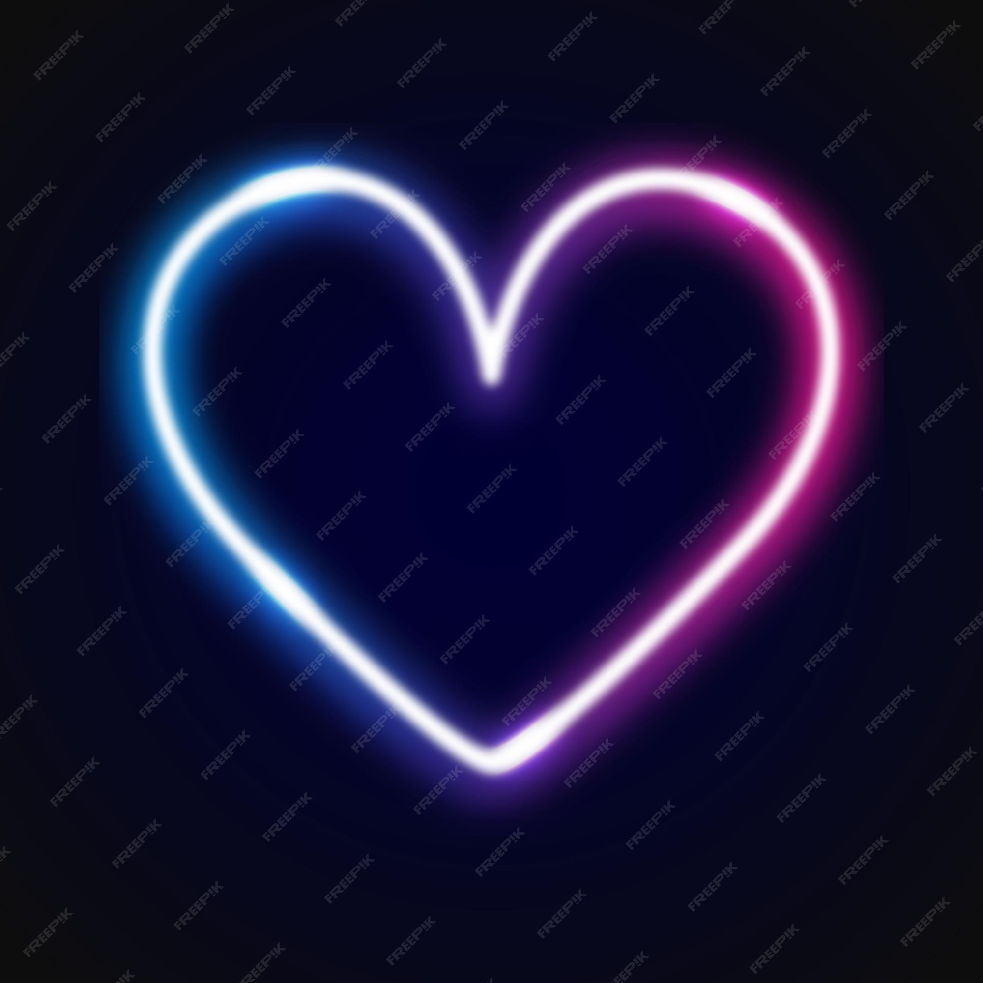 Hình nền Neon heart black background với tình yêu rực rỡ và sống động