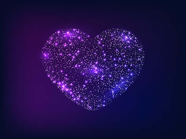 Neon heart on dark background