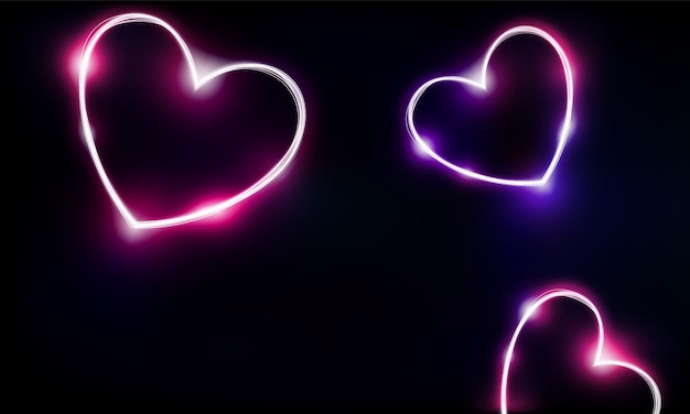 Vector neon heart sign or frame happy valentine neon lights vector design