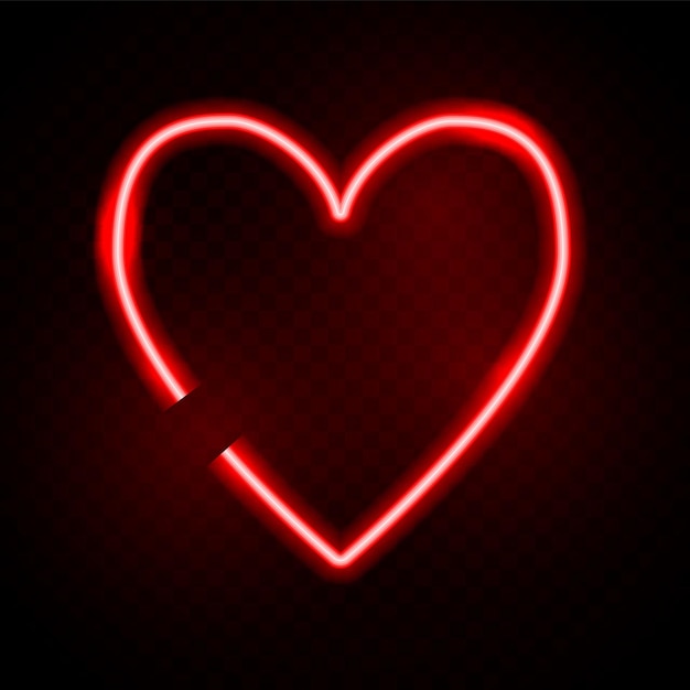 Neon heart vector valentine day concept love red light frame lighting romantic icon