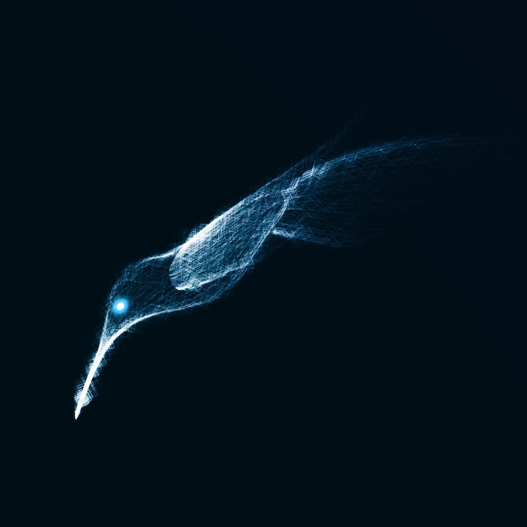 Vector neon hummingbird abstract lights backgrounds