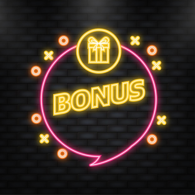 Vector neon icon bonus bonus flat banner product advertising web design vector illustration