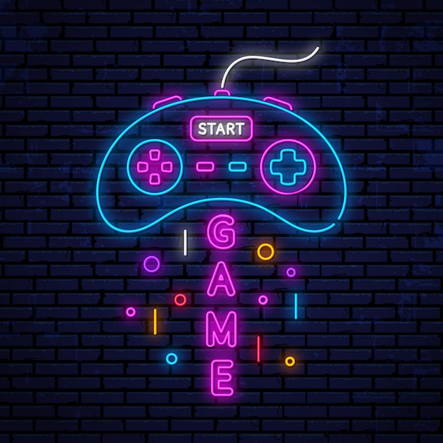 Vector neon icon for decoration in gaming clubs vector neon icon sign for advertising game clubs