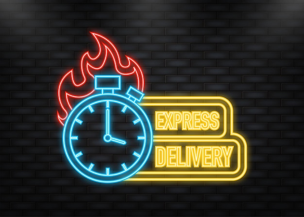 Neon icon express delivery icon for apps and website delivery concept