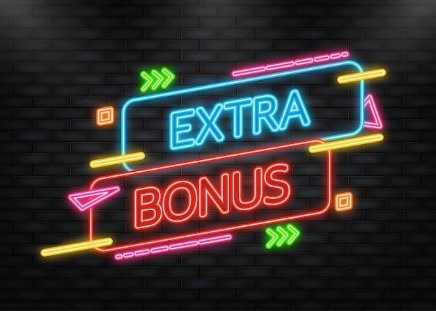 Neon Icon Extra bonus banner Product advertising Web design Vector illustration