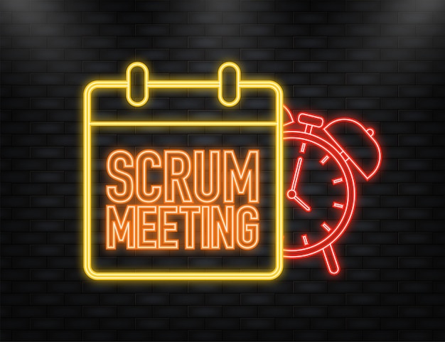 Neon Icon Flat icon with scrum meeting Project development illustration Vector icon