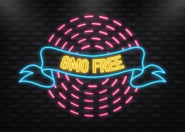 네온 아이콘 Gmo 무료 리본 빈티지 스타일 배너 벡터 로고 라벨 설탕 무료 벡터 일러스트 레이 션