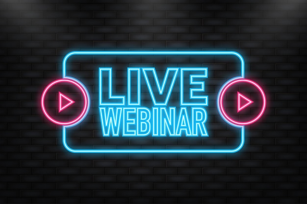 Neon icon live webinar button icon vector design